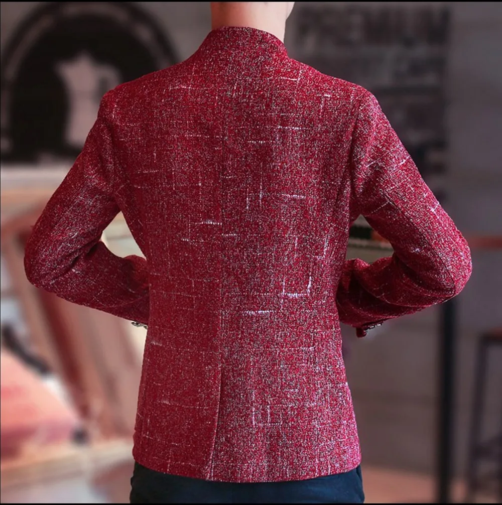 2016 Весна/Осень Повседневная Мужчины Blazer One Button Хлопок Новая Мода Fit Костюм Куртка