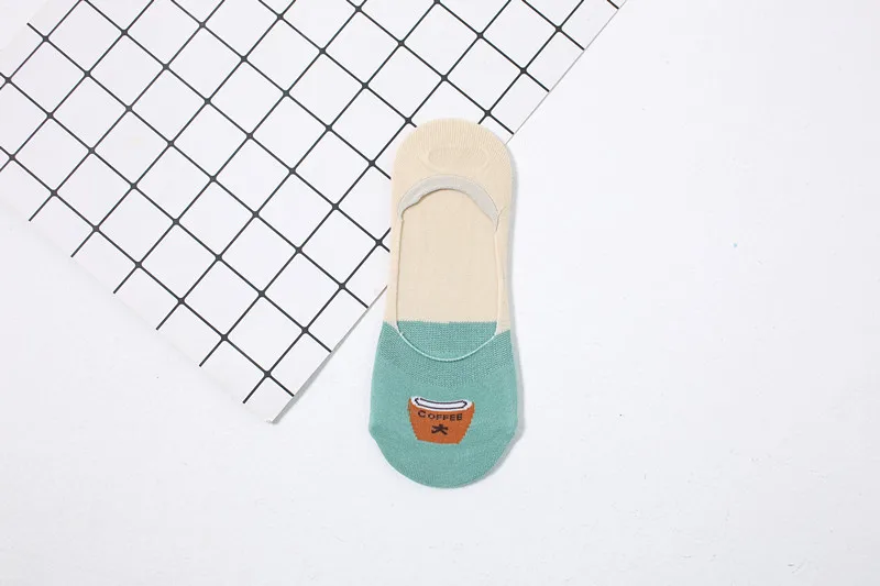 Jeseca 5 Pairs/Lot Women Cotton Sock Cartoon Animal Cute No Show Sock Japanese Kawaii School Student Invisible Non-slip Boat Sox