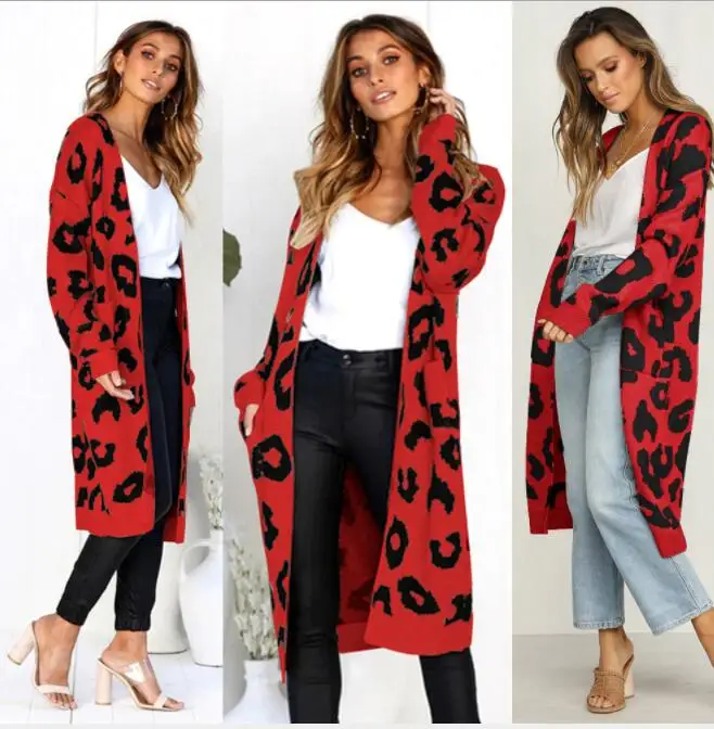 2019 Six-Color Long Sleeve Knit Sweater Jacket Loose Coat Autumn Winter Warm Female Cardigan |