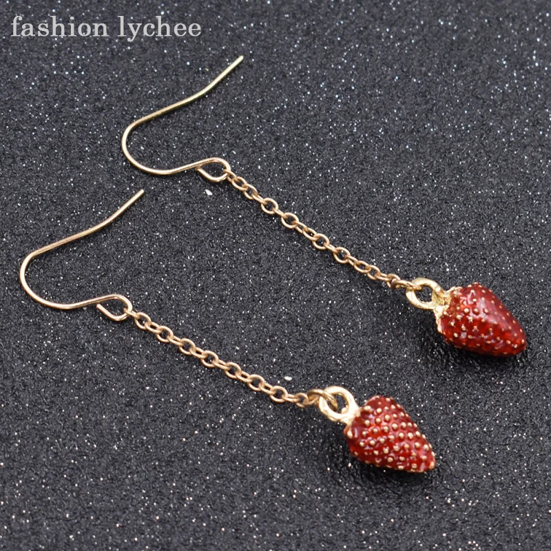 Модные милые длинные висячие серьги lychee с фруктовым принтом ананасовые грибы
