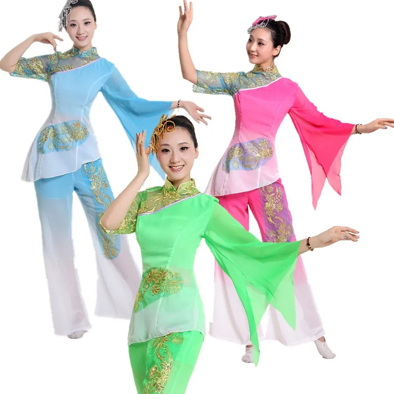 

2017 New Disfraces Dance Costumes Modern Dance Yangko Fan Costumes Dress Costume Stage Clothing Drum Wear Chinese Classical