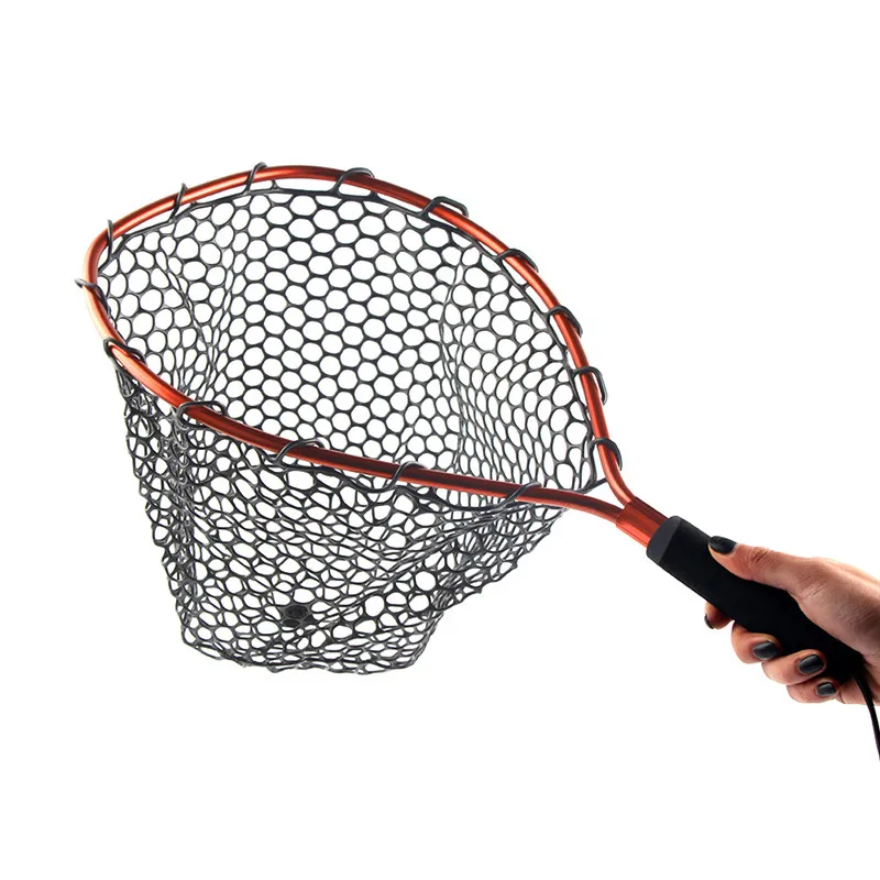 

4 Colors 35 cm Portable Handheld Fishing Dip Net Rubber Landing Nets with Elastic Rope and Buckle