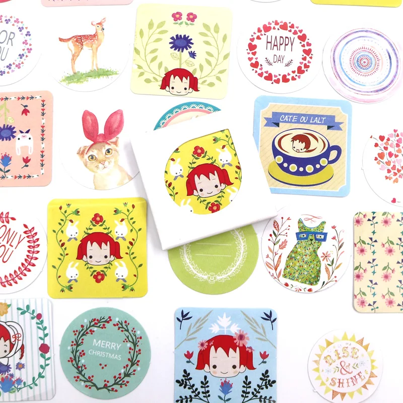Kawaii Girl Cute Animal Paper Sticker креативный винтажный романтический подарок Love DIY