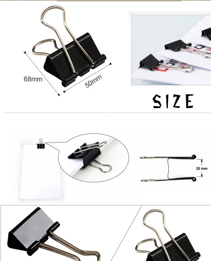 51 мм Металлические зажимы для связывания, черные заметки, бумажная Подставка для книг, органайзер для офиса, обучения, канцелярские принадлежности, переплеты, файлы, документы