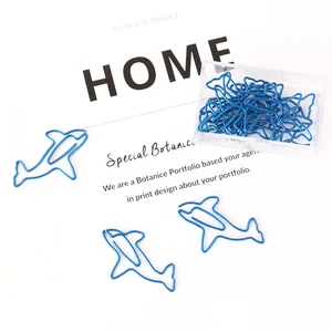 Пачка, 15 шт.кор., в форме дельфина, скрепка для бумаги, Скрепка, зажим для офиса, школы, бумажный Органайзер, декоративные металлические зажимы H0312