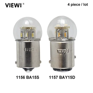 Светодиодные лампы заднего хода 1156, 1157, BA15S, BAY15D, 1,5 Вт, 6 в, 12 В, 24 В, 48 В, 4 шт.