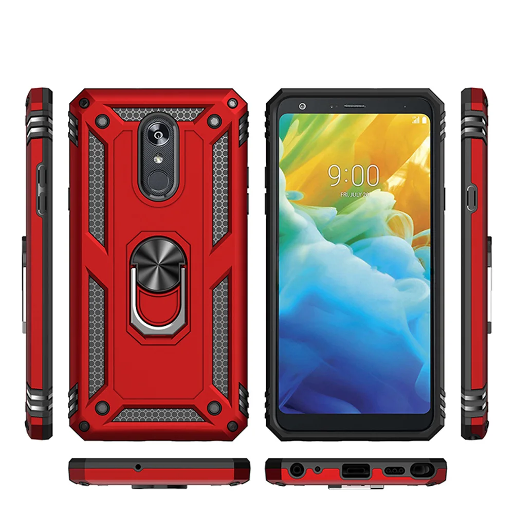 

For LG Stylo 5 Case Dual Layer Military Armor Case Magnetic Ring Stand Shockproof Hard Back Cover