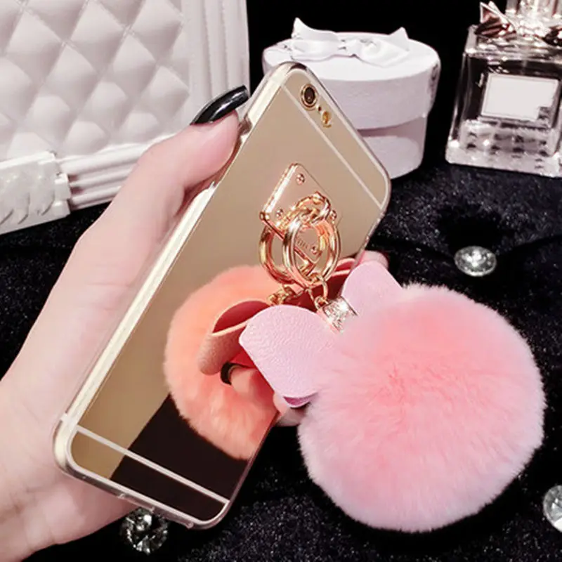 Мягкий зеркальный чехол со стразами и бантом для iphone 5 6 6s 7 8 X plus Samsung galaxy S7 s8 s9 edge note
