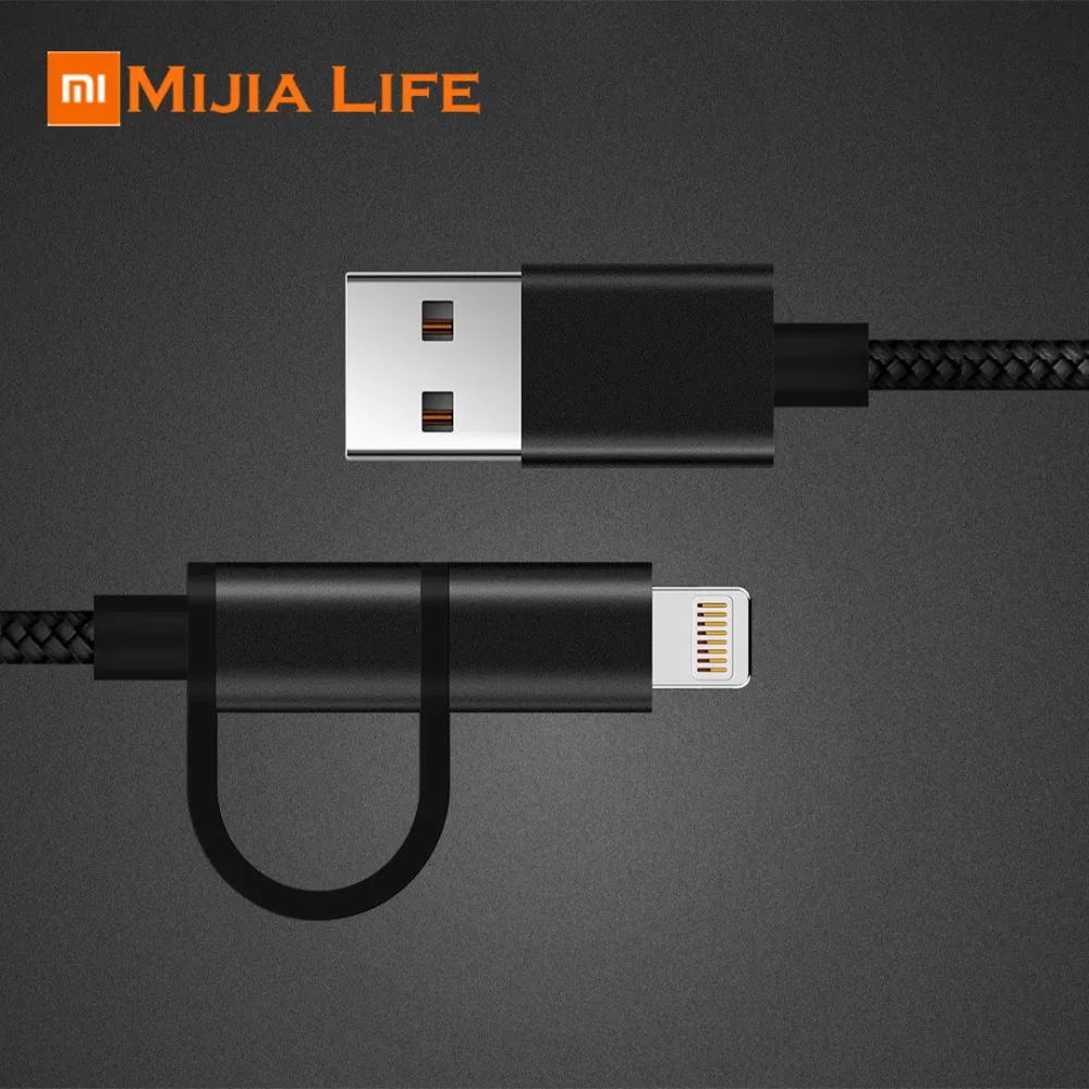 Xiaomi Mijia SK Two in one 0 3 M/1 5 M зарядный кабель передачи данных Lightning & micro USB прочное