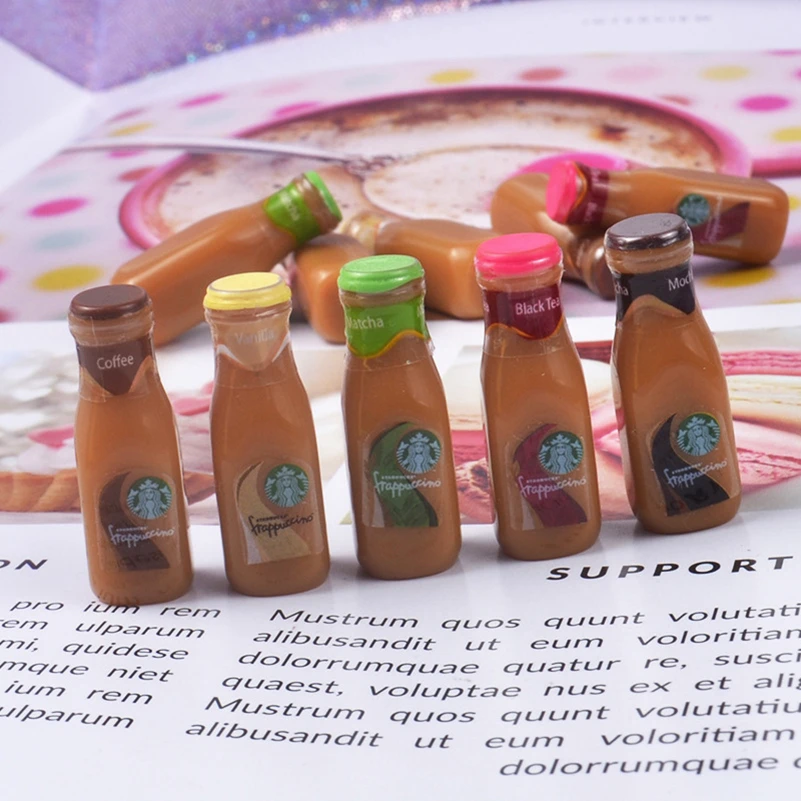 Tanduzi 100 шт милые мини-Бутылочки для напитков кофейные бутылки кухонные аксессуары DIY 1:12 кукольный домик миниатюрное украшение изделия из смолы