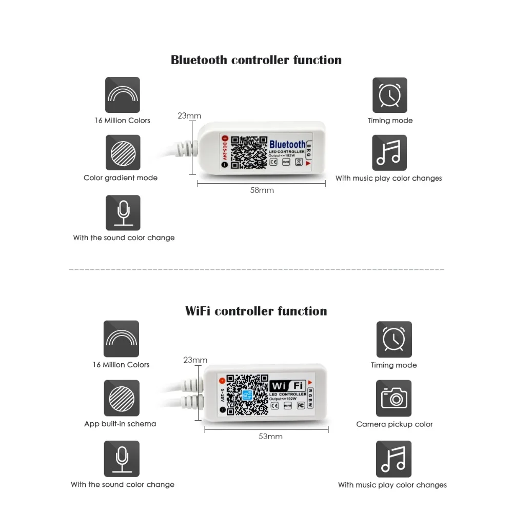 Светодиодная ленсветильник с Wi Fi/Bluetooth 5 В 12 24 в пост. Тока|Контролеры RGB| |