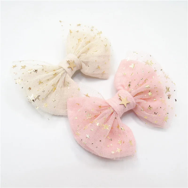 10 шт./лот Сказочный бант для волос девочек заколка Золотая медная звезда Подвеска