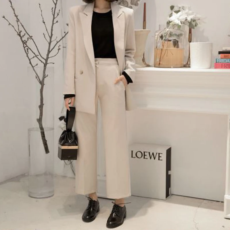 Женский однотонный костюм шикарные широкие брюки повседневный новый длинный