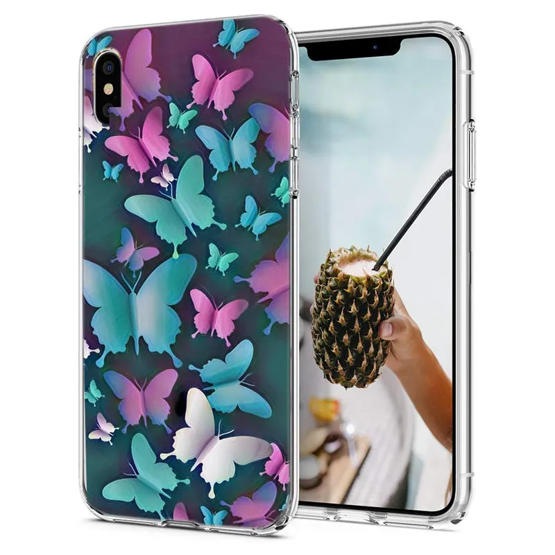 Чехол для iPhone 7 8 Plus 6 6S мягкий чехол из ТПУ цветной с бабочкой X XS XR Max силиконовый