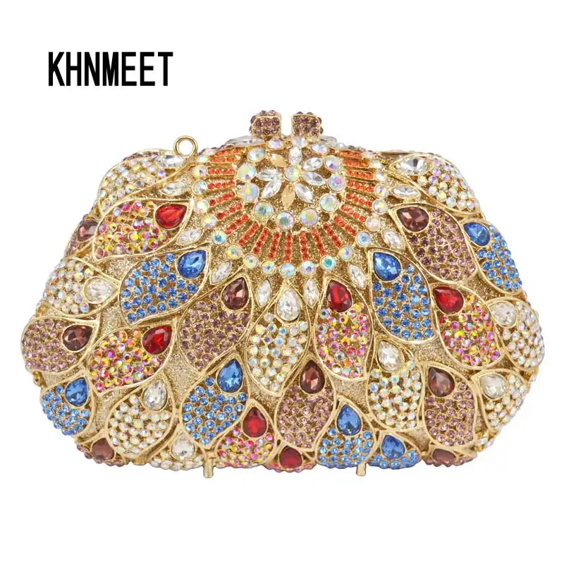 Оптовая продажа супер роскошный вечерний клатч с красными кристаллами кошельки