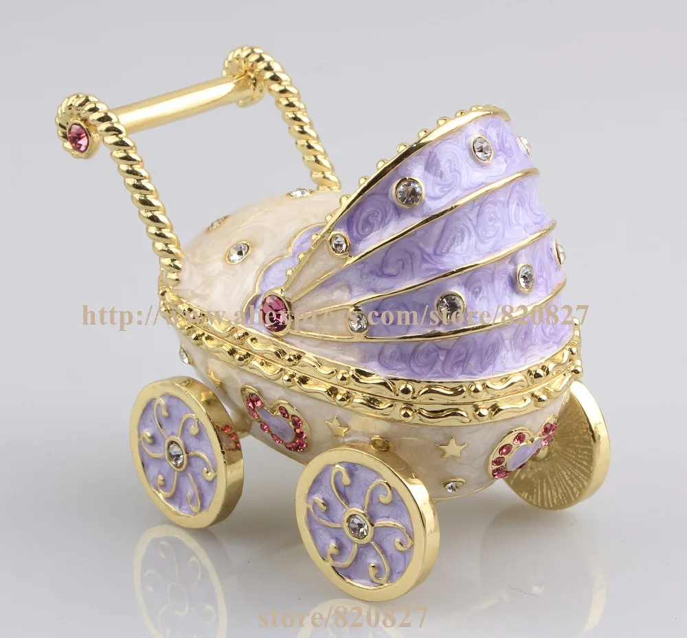 2016 New Baby Carriage Trinket Box Baby Toy Collective Gift Box Baby Carriage Jewelry Box Car Shape Pill Box Ring Holder