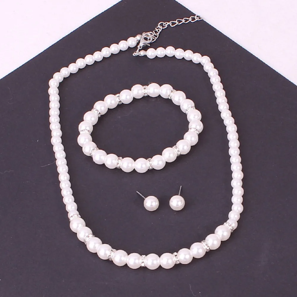 Имитация жемчуга хрусталя Свадебные украшения набор колье Fine jewelry вечерние