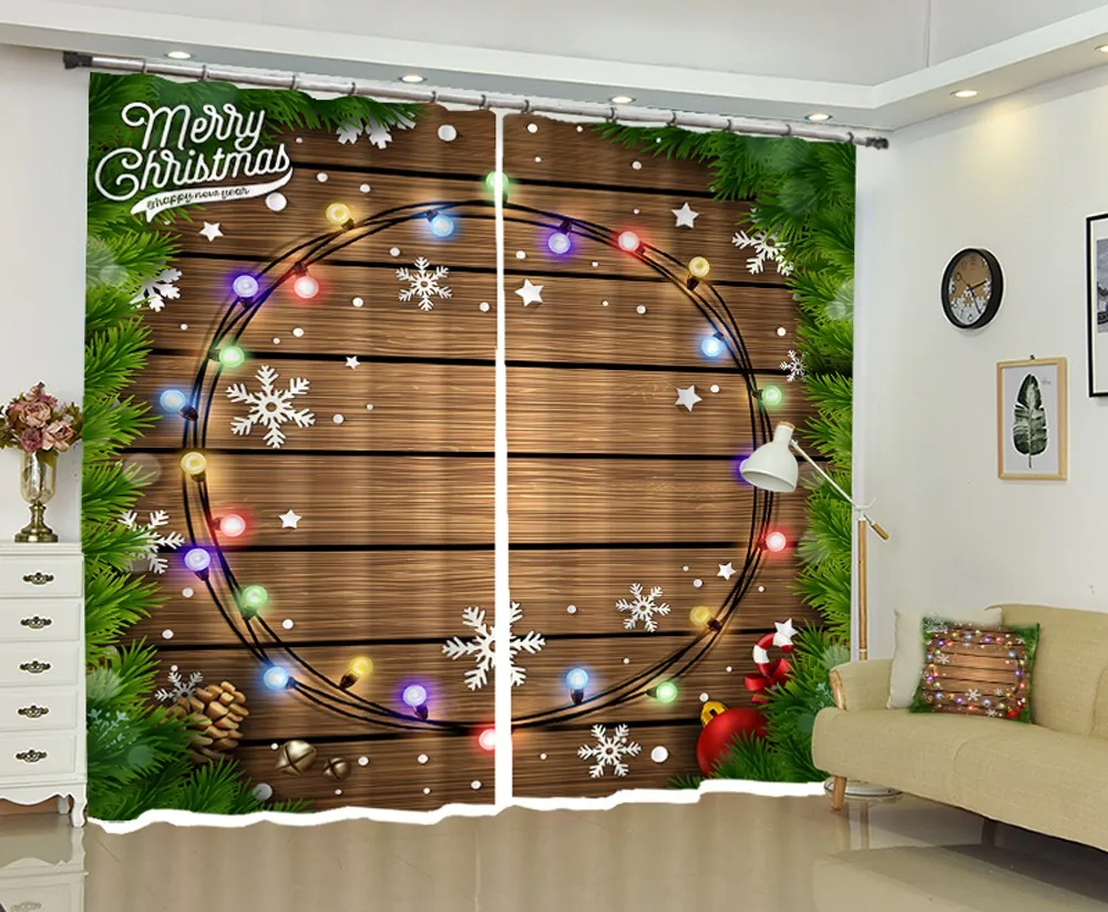 Занавеска на окна 3D в рождественском стиле | Дом и сад