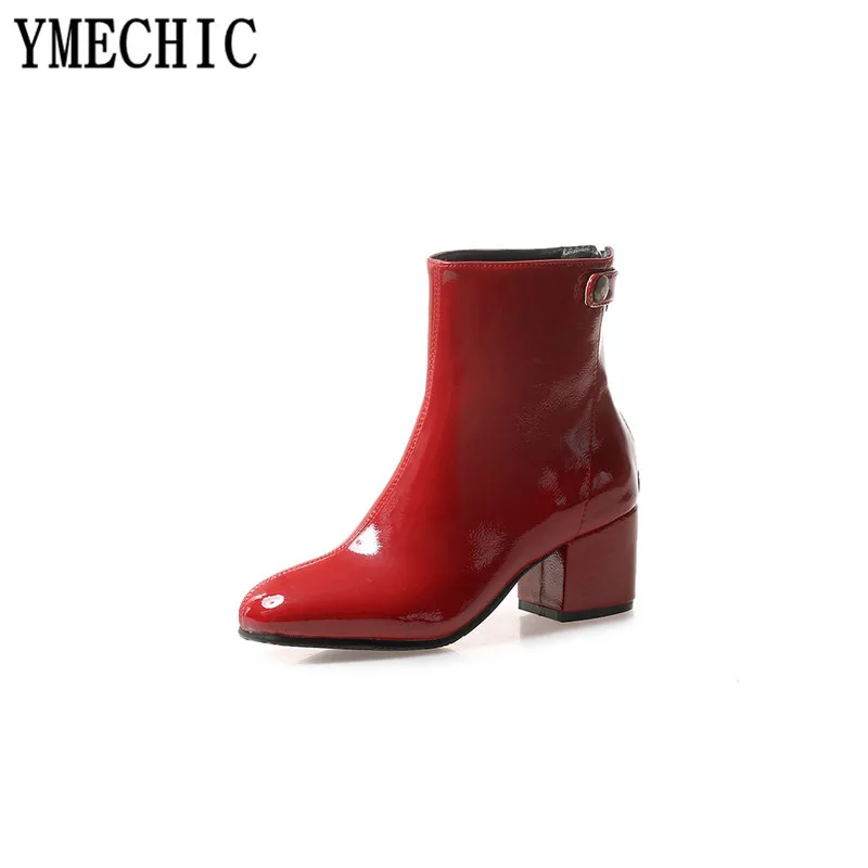 Женские ботильоны из ПУ кожи YMECHIC Осень зима 2018 короткие женские ботинки черного