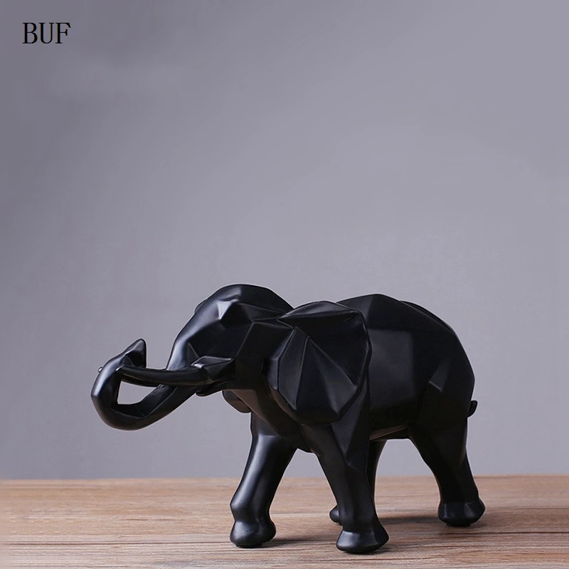 BUF современная абстрактная статуя черного слона украшения из смолы для дома