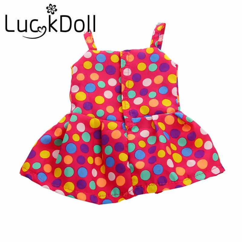 LUCKDOLL платье на бретельках с цветочным принтом и бантом, подходит для 18 дюймов, американский 43 см, Детская кукла, одежда, аксессуары, игрушки для девочек, поколение, подарок - Цвет: B299