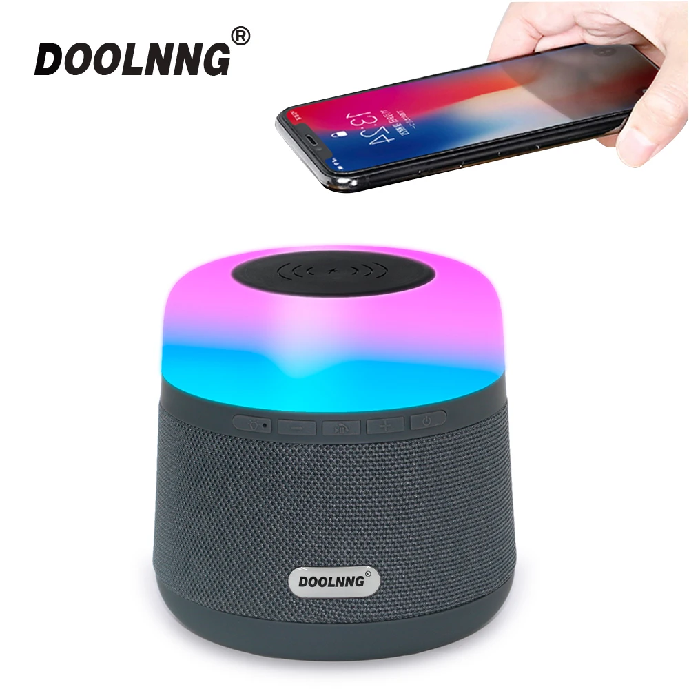 DOOLNNG NR3500 беспроводной зарядки Bluetooth динамик с красочными ночник 10 Вт Мощный
