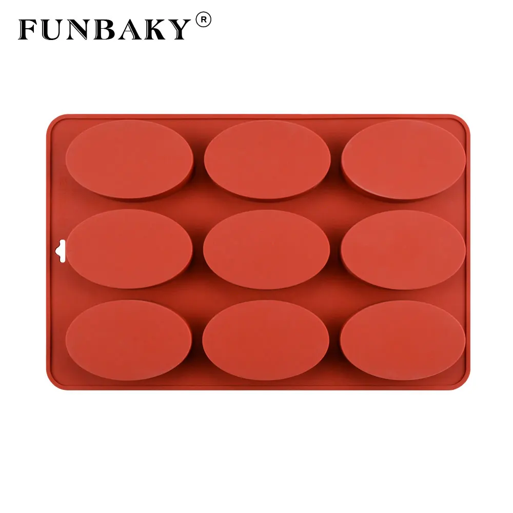 FUNBAKY 9 полости 3D овальной формы силиконовая форма для мыла самостоятельного