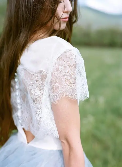 Vestido de noiva светло голубое сказочное пляжное Бохо кружевное свадебное платье 2019