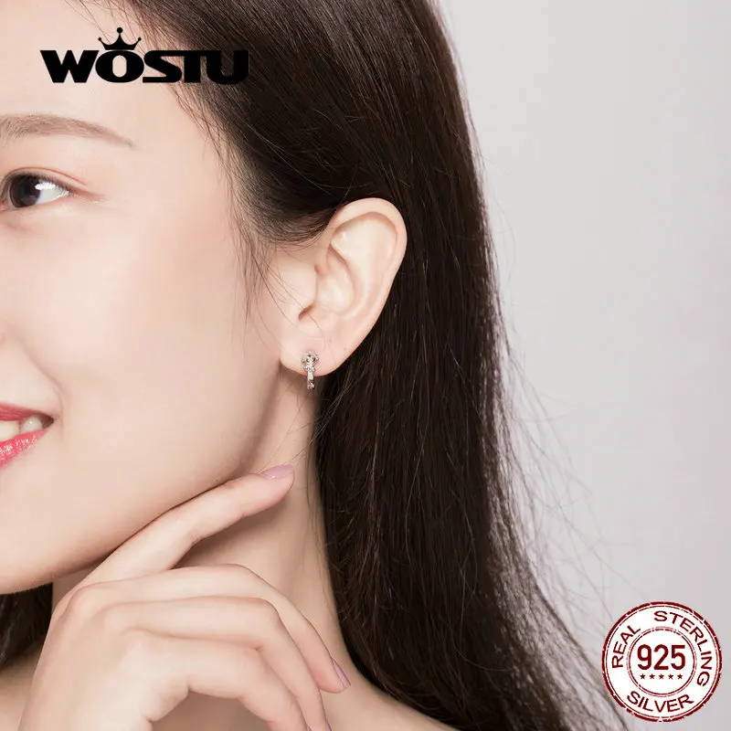 Серьги кольца WOSTU Puppy Dog 100% стерлингового серебра 925 пробы маленькие женские