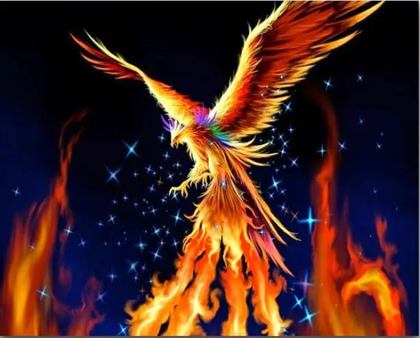 Full Square Diamond embroidery Phoenix Fantasy 5D DIY painting Cross stitch Sun god Round mosaic Cartoon bird | Дом и сад