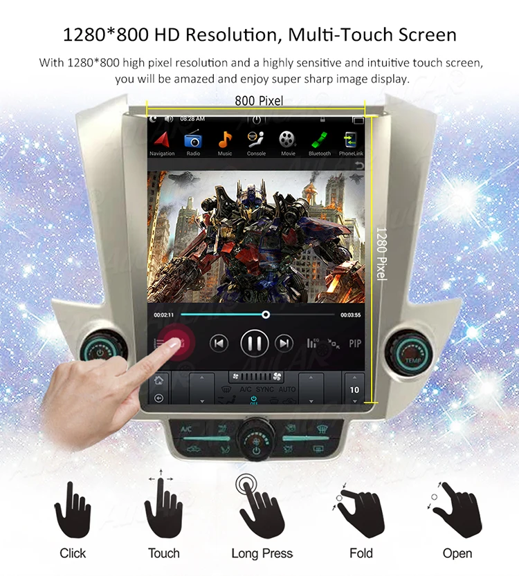 AuCAR Tesla 12," Android 8,1 автомобильный радиоприемник 2 din 1 din DVD для GMC Yukon Chevrolet Tahoe Suburban- gps навигация ips AUX