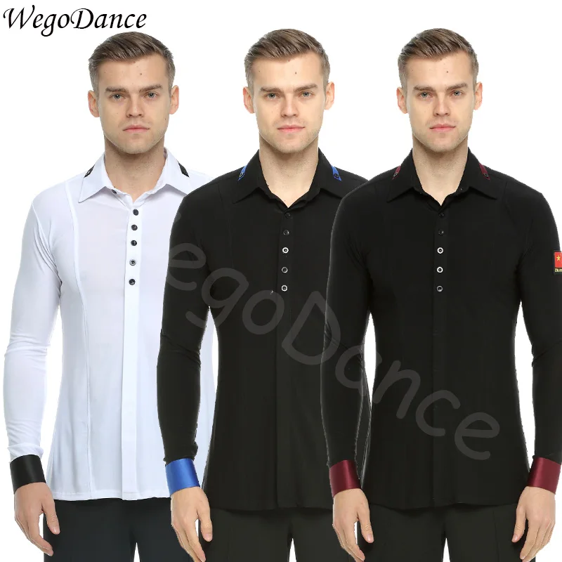

new sexy fashion men modern dance shirt long-sleeve waltz latin dance clothing freeshipping