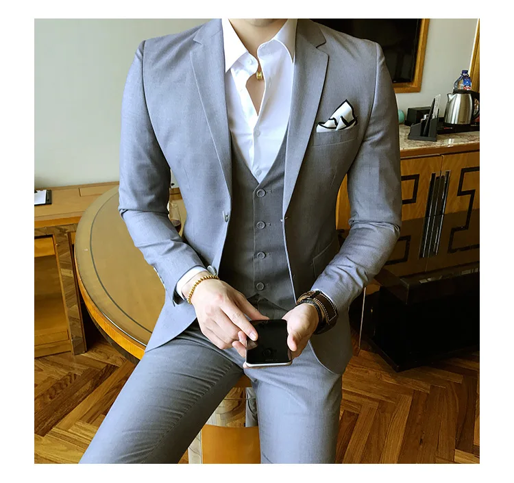 slim fit male 3 piece suits wedding dress Men's Business Casual jacket Wedding Prom Dinner Gown Wear Suits Groomsman tuxedos