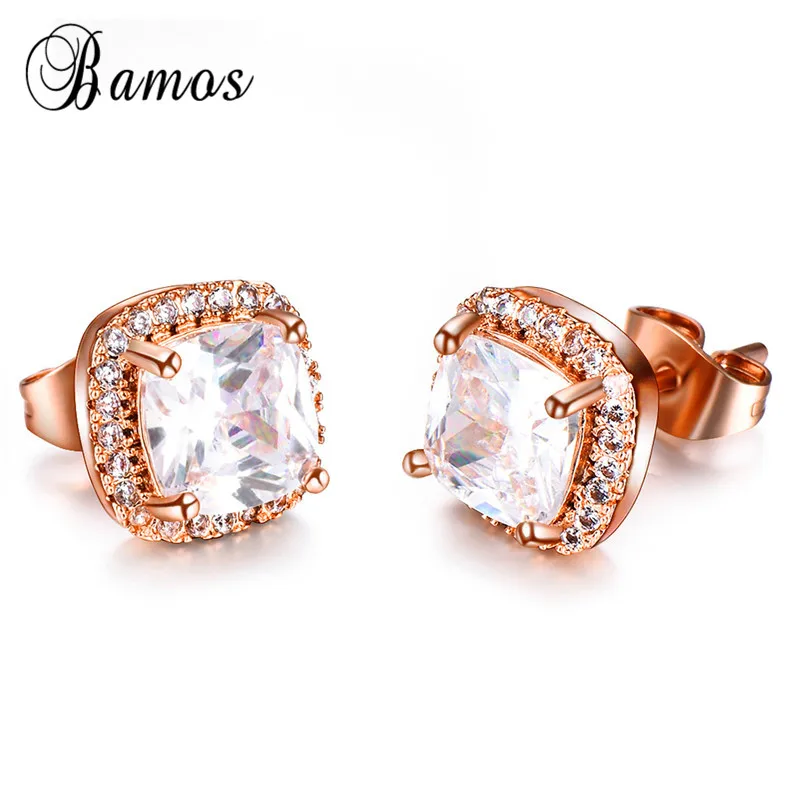 Бамос Роскошные Swarovski Циркон серьги гвоздики для женщин Ретро стиль покрыто