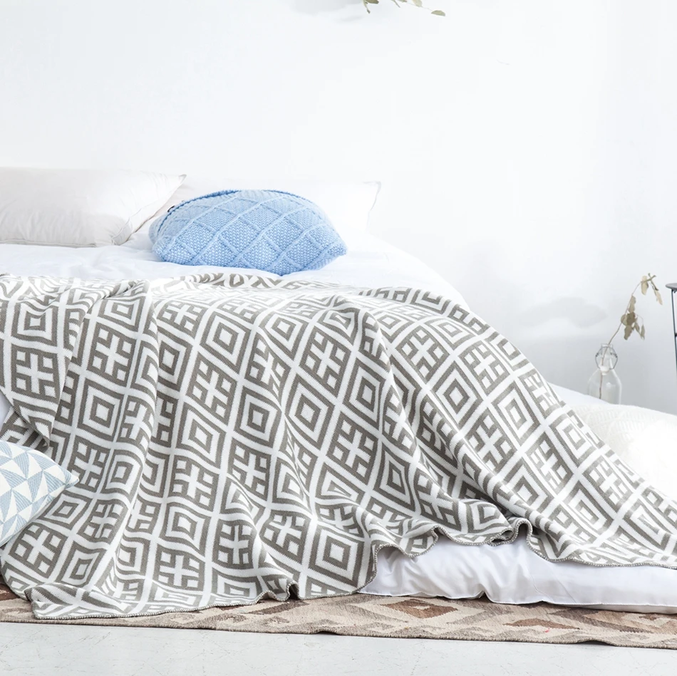 Серый плед одеяло вязать бросить летние покрывала путешествия стул полотенце