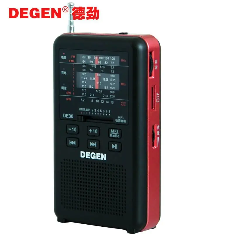DEGEN DE36 fm-радио стерео FM1-2/MW/SW1-8 Полнодиапазонный мировой приемник mp3-плеер радио