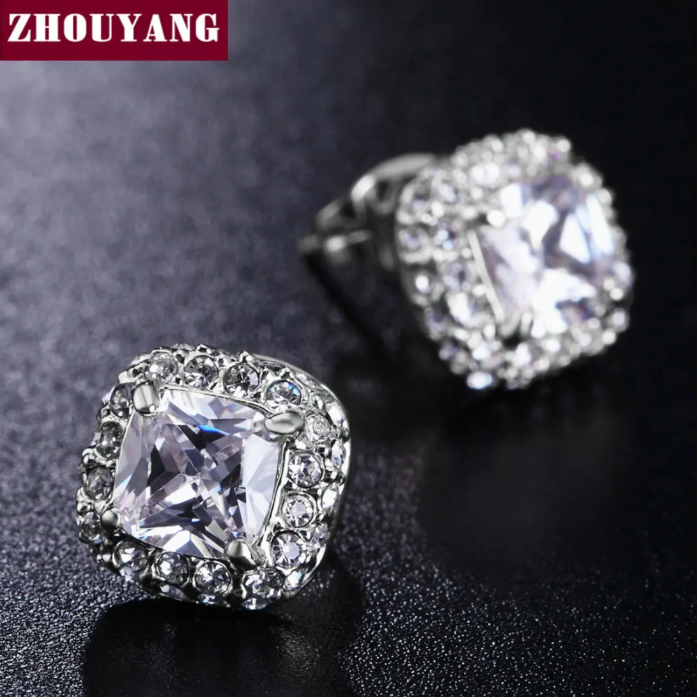 Женские серьги гвоздики ZHOUYANG классические элегантные ювелирные украшения с