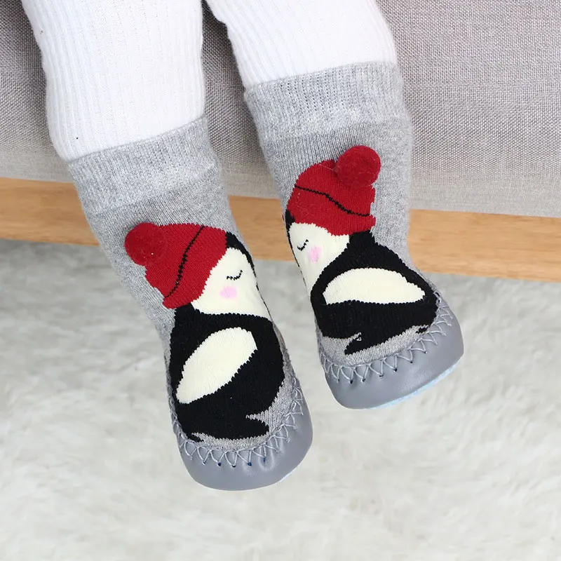 Thick Terry Toddler Indoor Floor Socks Baby Winter Ankle Kids Girl Newborn Rubber Sole Anti-Slip Cartoon Funny | Детская одежда и