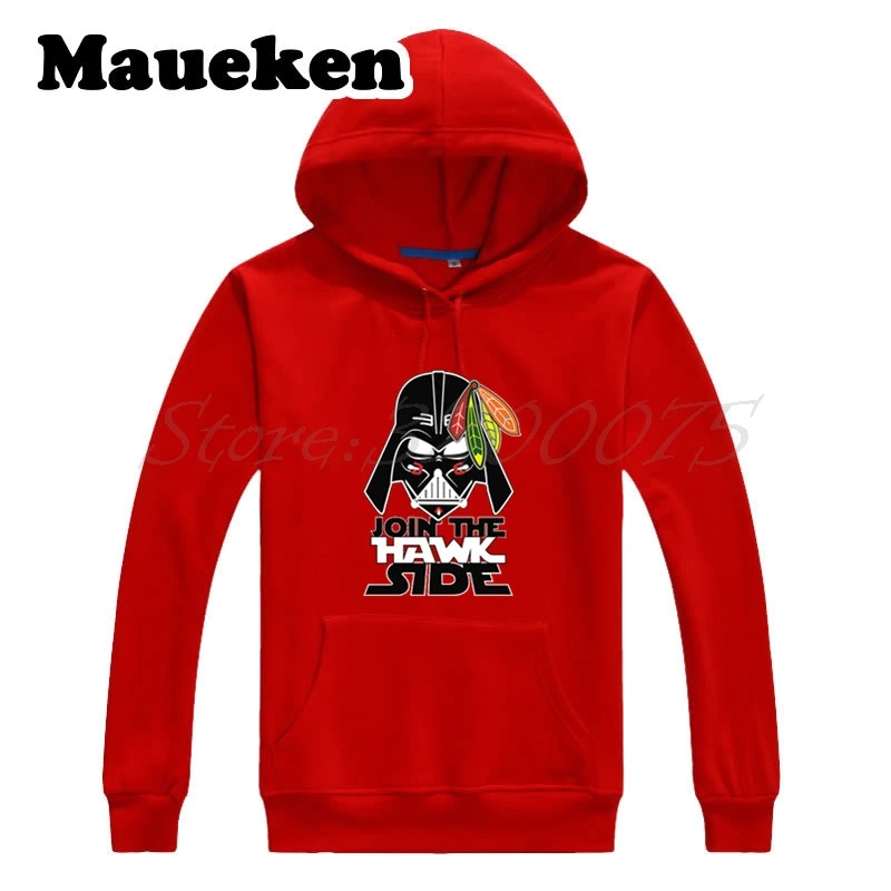 Мужские толстовки Chicago Blackhawks Star Wars Join The Hawk Side Darth Vader плотные с капюшоном на осень и