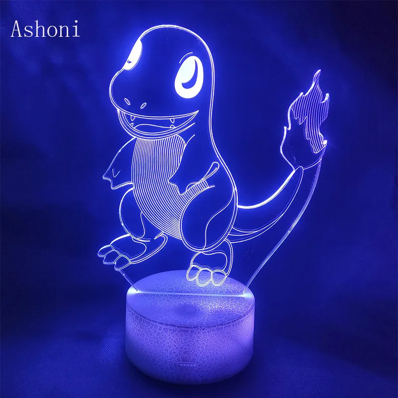 Покемон 3D лампа Charmander 7 цветов светодиодный Декор детской комнаты сенсорный ночник настольная лампа детский подарок