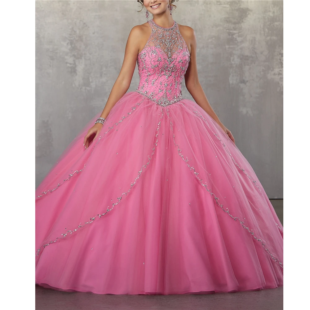 Винтажное бальное платье с вышивкой из страз и пайетками из тюля vestidos de 15 anos quinceanera пышные платья