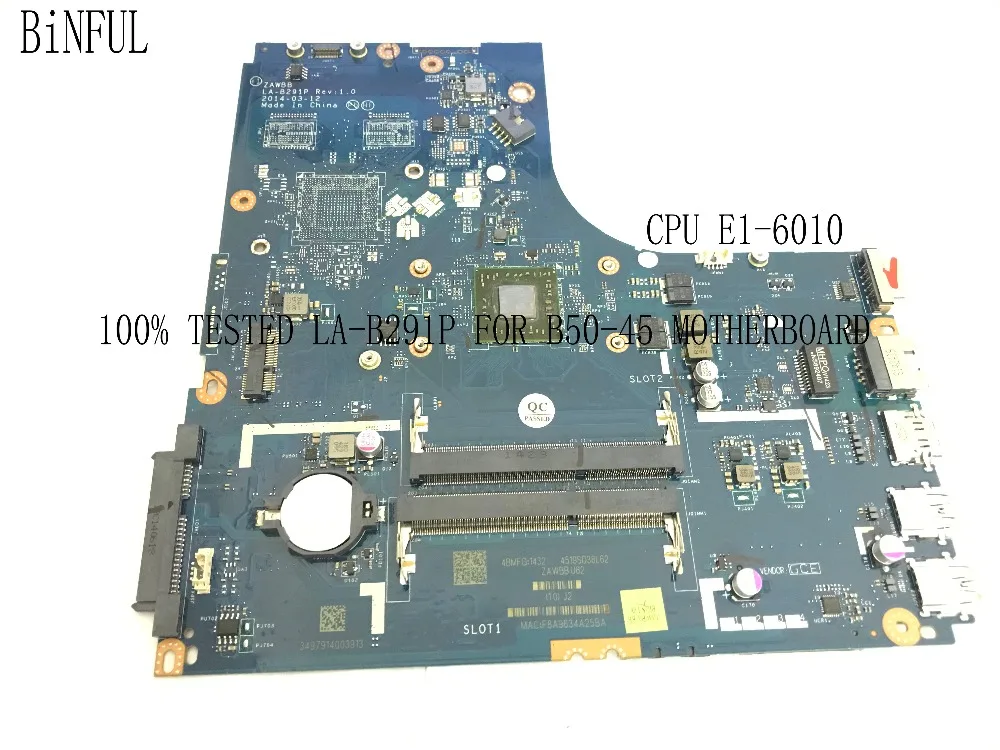 BiNFUL новинка 100% протестированная материнская плата ZAWBB для ноутбука LENOVO LA B291P NOTEBOOK