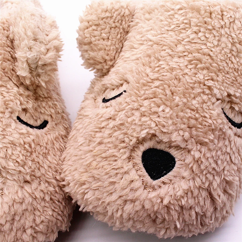 XiaoKaiXin Winter Home Cartoon Squinting Dog Soft Plush Slippers Women Indoor Floor Warm Bedroom big Size Slipper Shoes Girls