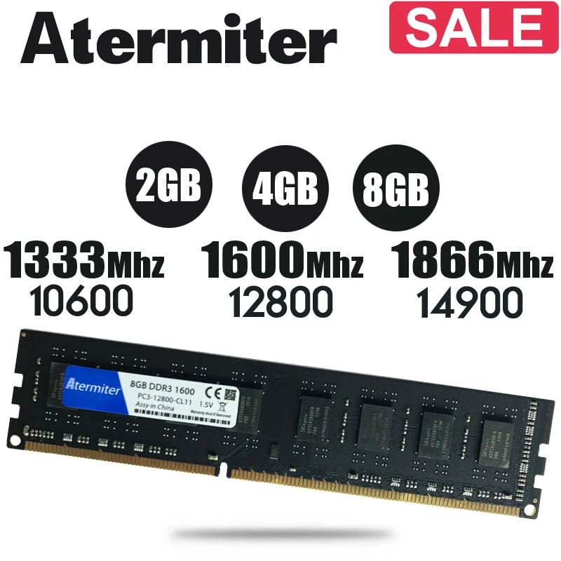 оперативная память ddr3 Радиатор Atermiter PC3 Модуль памяти RAM Компьютер Настольный DDR3 2