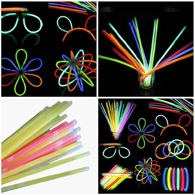 100 шт./компл. светящиеся флуоресцентные браслеты палочки ожерелья неоновые