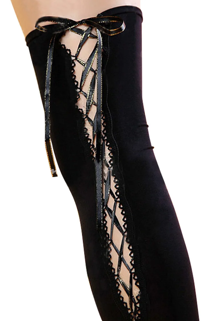 Женские сексуальные золотистые сетчатые блестящие кружевные топы чулки