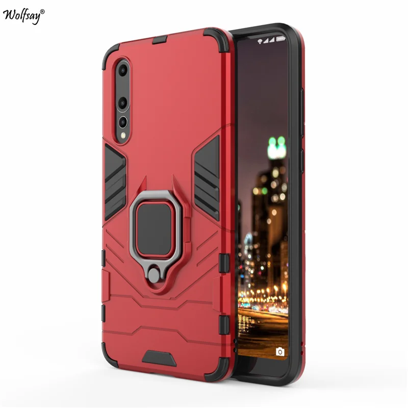 

Чехол для Huawei P20 Pro, P20 Plus, автомобильный держатель, бронированные Чехлы, Жесткий ПК и мягкий силиконовый чехол для Huawei P20 Pro с магнитом Wolfsay