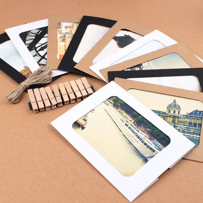 20 шт./лот коричневые бумажные фоторамки украшения стены вечерние свадебные рамки