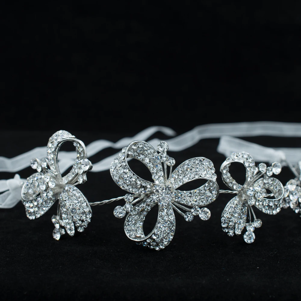 Бант цветок повязка на голову цепь лента аксессуары для ювелирных изделий