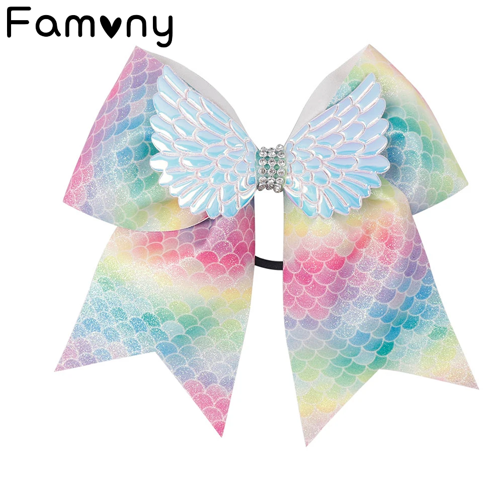 7 ''Блестящий бант для волос с радужными крыльями разразы УЗЕЛКОВЫЙ